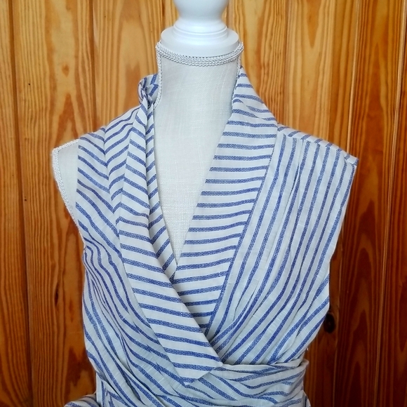 Anthropologie Asymmetric French Blue Stripe Wrap Tunic/Dress - Picture 9 of 15